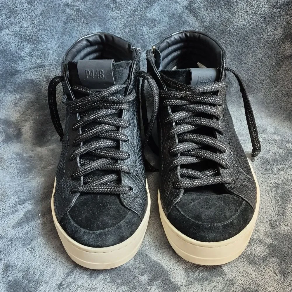 P448 Recycled Sneaker Women's Size 38 Black with Snakeskin Pattern